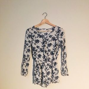 Lightweight blue and white beach romper